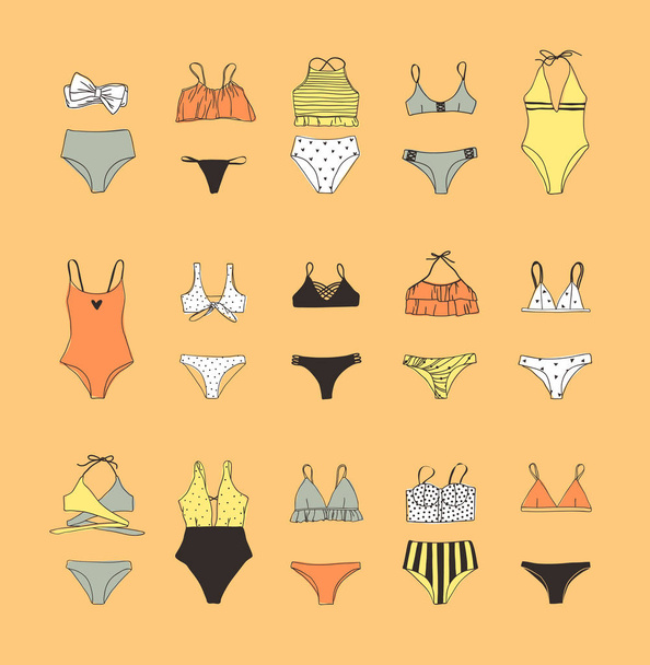 vector image set of swimwear bikini  - Vektor, obrázek