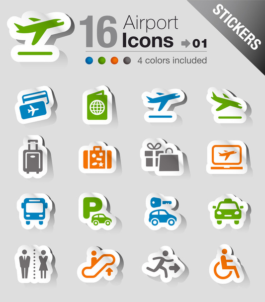 Наклейки - іконки аеропорту та подорожей
 - Вектор, зображення