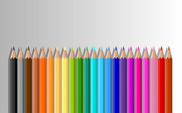 Crayons coloridos no fundo branco
 - Vetor, Imagem