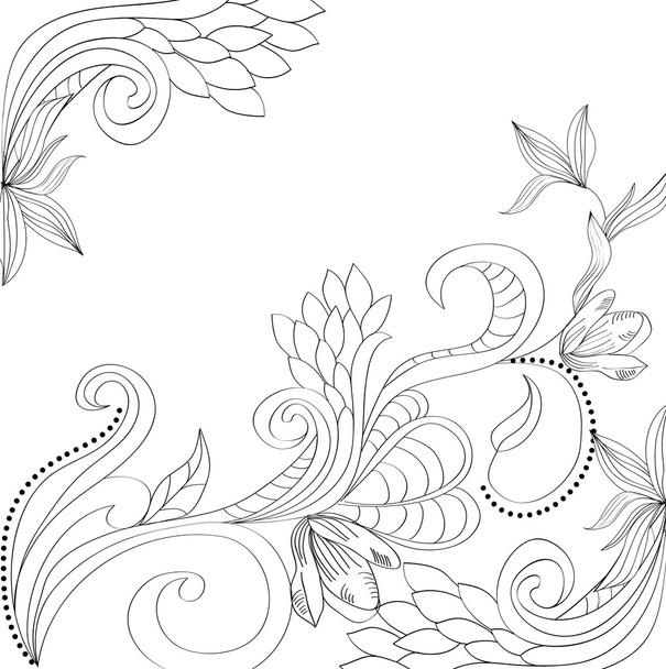 Sketch with floral elements - Vector, Image