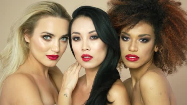 Beautiful models with red lips - Footage, Video