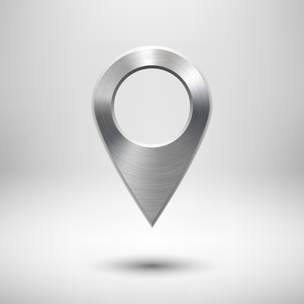Technology Map Pointer Button with Metal Texture - Vetor, Imagem