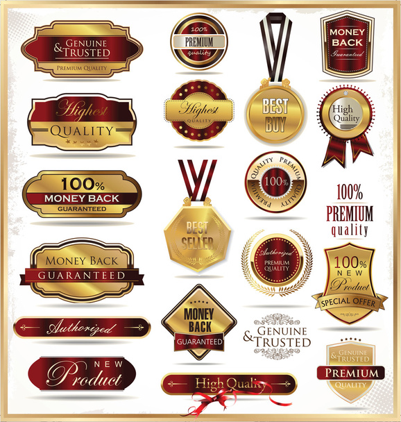 Set of vintage premium quality stickers and elements - Vector, Image