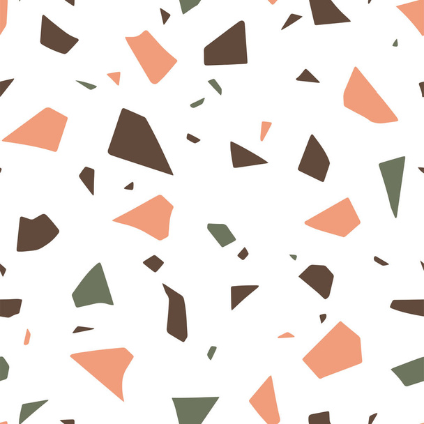 Terrazzo flooring texture, abstract seamless pattern. Vector colorful paper cut illustration. - Вектор,изображение