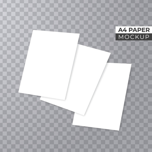 リアルな3Dペーパーモックアップ孤立した透明な背景。ベクトルデザインテンプレート - ベクター画像