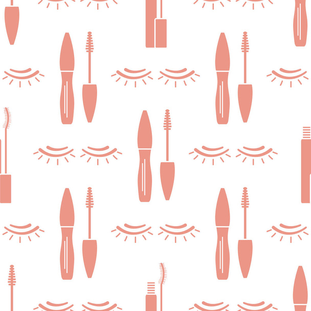 Vector seamless pattern with eyelashes. Makeup - ベクター画像