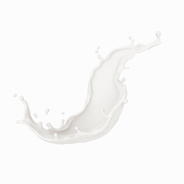 milk or yogurt splash isolated on white background, 3d rendering Include clipping path - Photo, Image