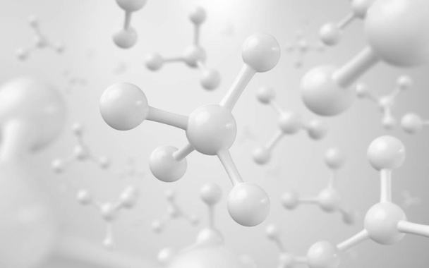 fehér molekula vagy atom, Absztrakt tiszta szerkezet a tudomány vagy orvosi háttér, 3d render. - Fotó, kép