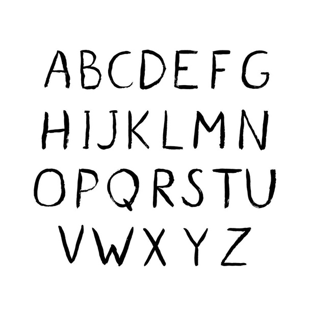 Hand drawn vector alphabet. Rouge painted grunge letters A-Z iso - Διάνυσμα, εικόνα