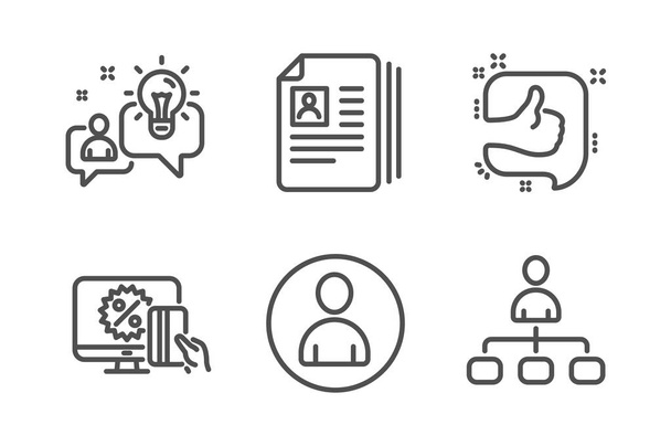 Idea, Cv documents and Avatar icons set. Like, Online shopping a - Vector, Imagen