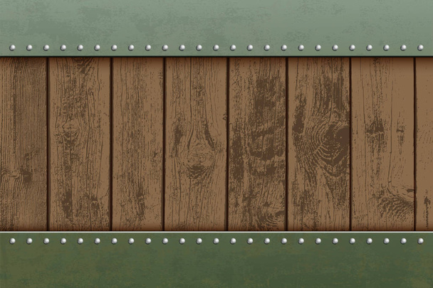 Drewniane panele teksturowane na metalowej płycie. Kontekst konstrukcji - Wektor, obraz