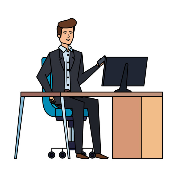 elegant businessman in the workplace - Vector, Image