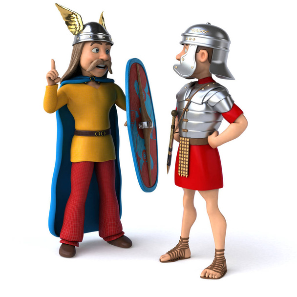 Roman and Gaul characters - 3D Illustration - Photo, Image