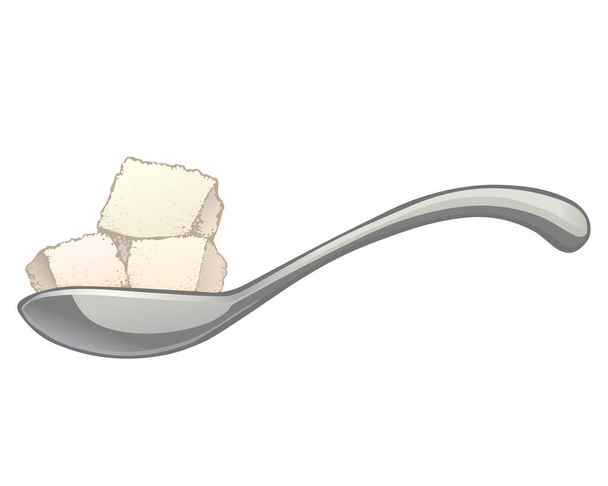 Τρία κύβους ζάχαρης σε ένα κουτάλι - Διάνυσμα, εικόνα