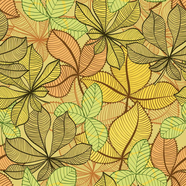 Fondo vintage sin costuras con hojas de otoño
 - Vector, Imagen