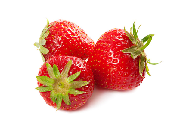 Three strawberry isolated on a white - Foto, Imagen