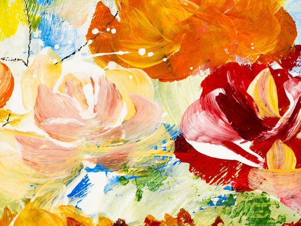 Fleurs abstraites de peinture acrylique sur toile
. - Photo, image