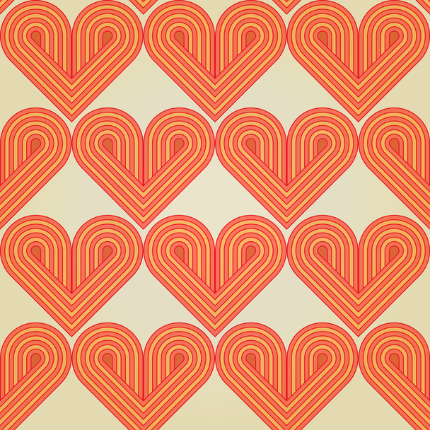 Seamless background with abstract striped retro hearts - Διάνυσμα, εικόνα