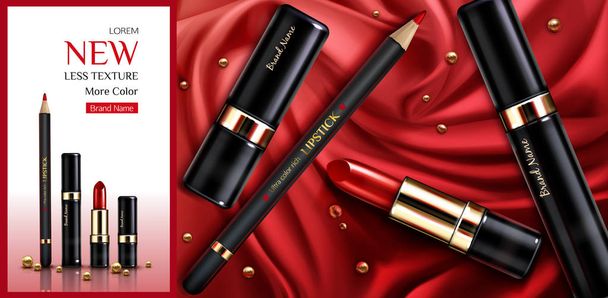 Lipstick cosmetics make up beauty product banner. - Wektor, obraz