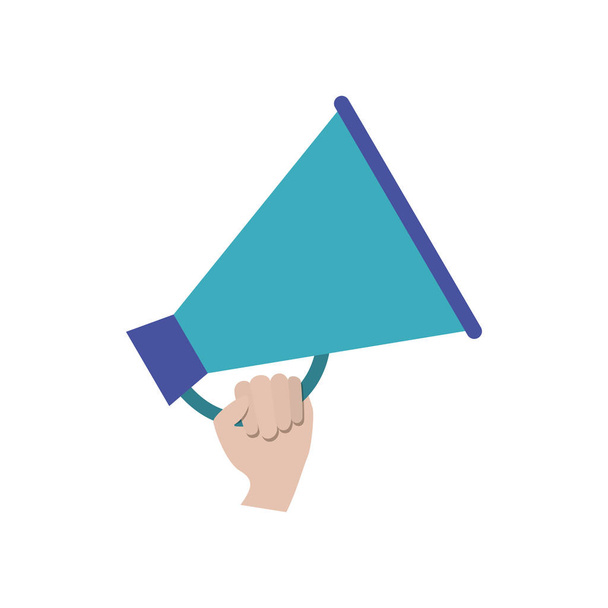hand with megaphone in white background - Vector, Image