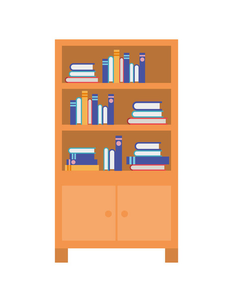 estanterías con libros en fondo blanco
 - Vector, Imagen