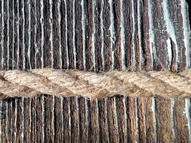 Holzoberfläche und Seil - Foto, Bild