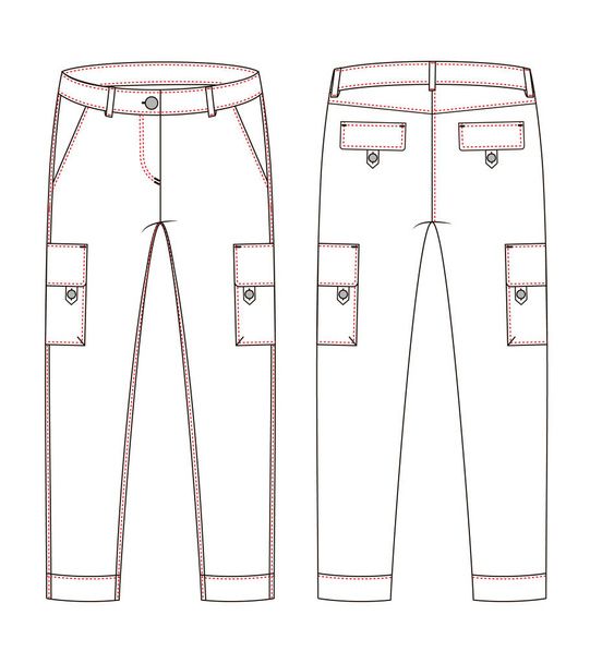 Bosquejo técnico de moda de jeans en gráfico vectorial
 - Vector, imagen