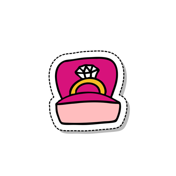 wedding ring doodle icon - Vector, Image