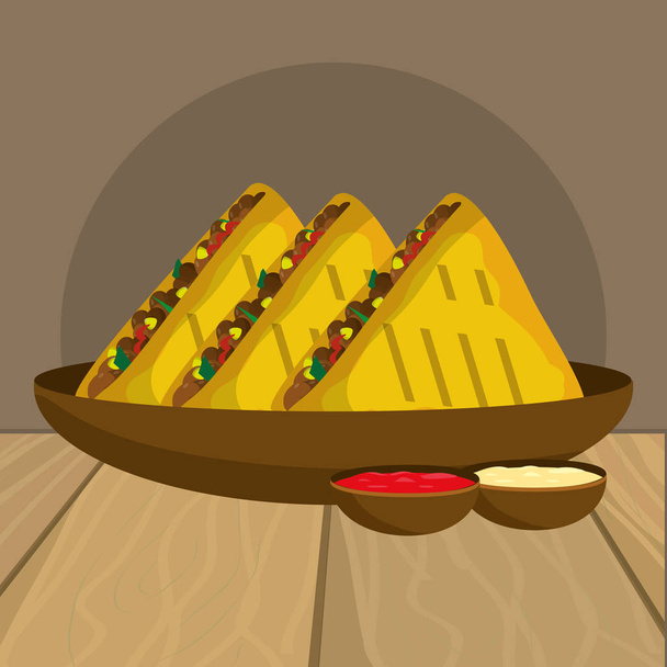délicieux dessin animé mexicain sur la table du restaurant
 - Vecteur, image