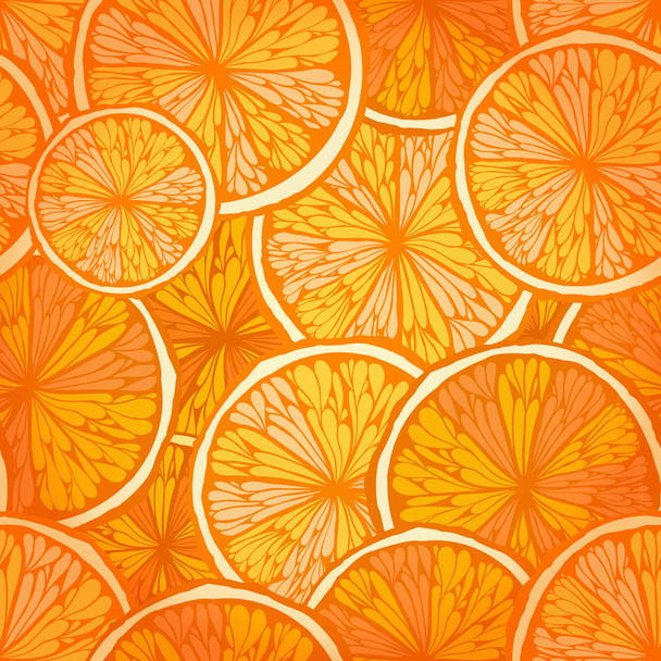 Bright seamless background with oranges - Vecteur, image