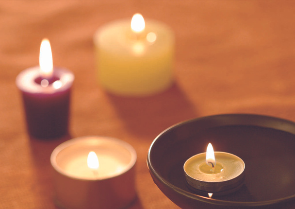 Arrangement for spa with candles - Φωτογραφία, εικόνα