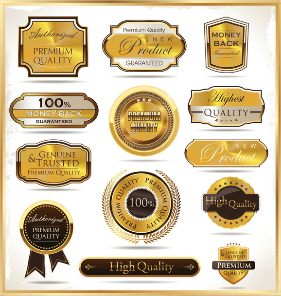 Premium quality labels - Vetor, Imagem