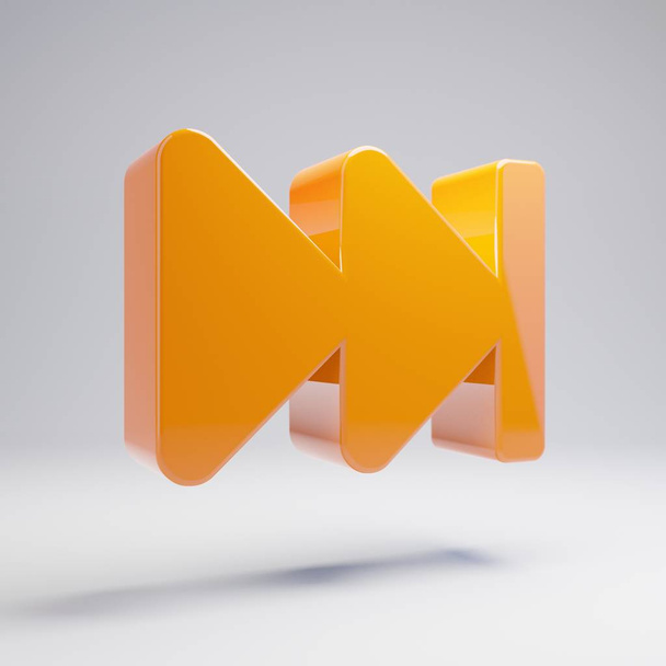 Odměrná lesklá oranžová ikona rychlého převíjení, izolovaná na bílém pozadí. - Fotografie, Obrázek