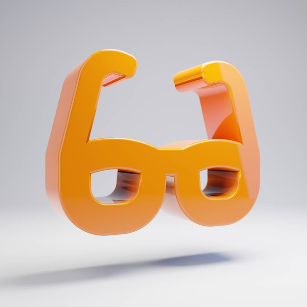 Icono de gafas de color naranja caliente brillante volumétrico aislado sobre fondo blanco
. - Foto, Imagen