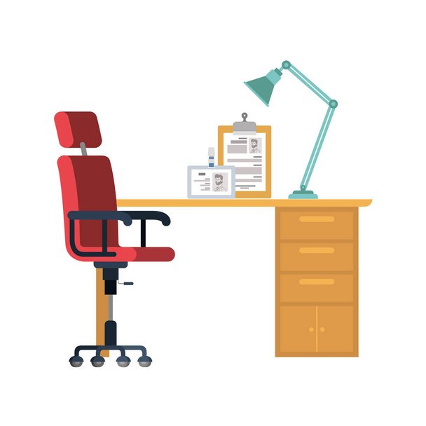 kancelářského stolu se židlí v bílém pozadí - Vektor, obrázek