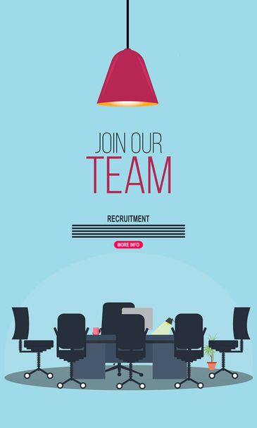 join our team concept with Illustration vector cartoon flat of vacant office chair as find job or search career as concept - Vector - Vector, Image