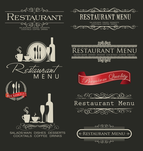 Set de etiquetas para restaurante y cafetería
 - Vector, imagen