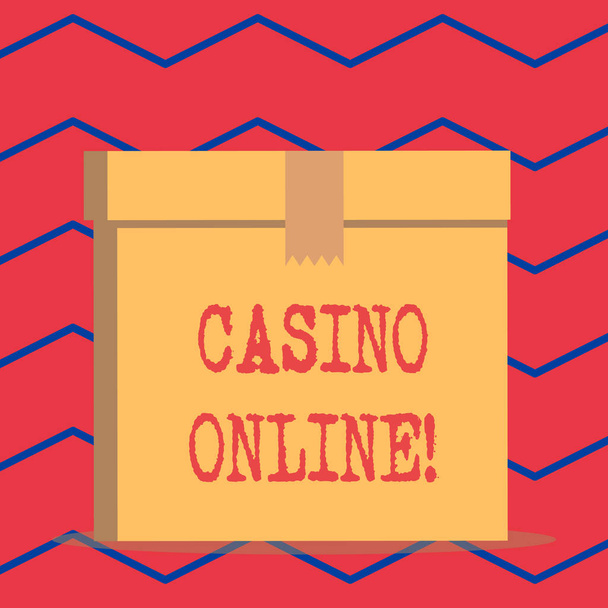 Textschild, das Casino online zeigt. konzeptionelle Foto-Spieler können spielen und wetten auf Casino-Spiele durch Online. - Foto, Bild