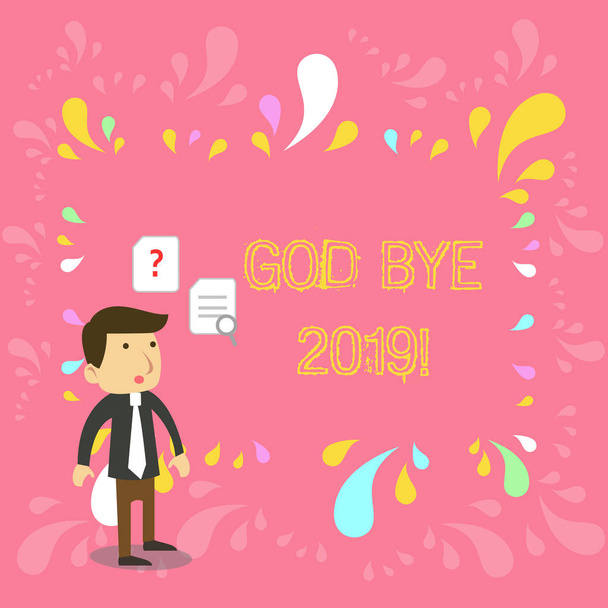神バイ2019を示す概念的な手書き。ビジネスフォトテキストは、昨年末に別れるときや良い願いを表します. - 写真・画像