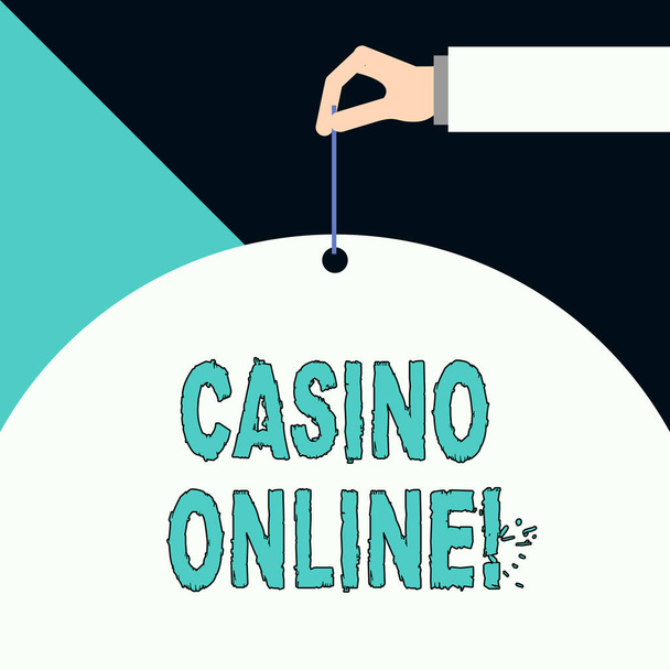 Writing note showing Casino Online. Business photo showcasing gamblers can play and wager on casino games through online. - Photo, Image