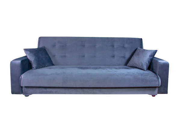Blue sofa furniture isolated on white background - Photo, Image