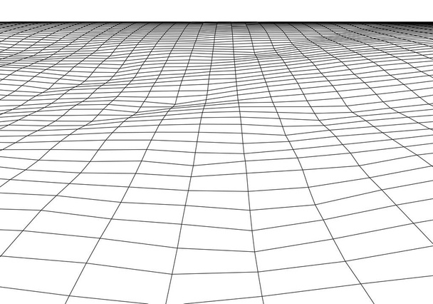 Wireframe paysage 3D montagnes. Cartographie 3D futuriste. Fil paysage Wireframe. Grille cyberespace
. - Vecteur, image