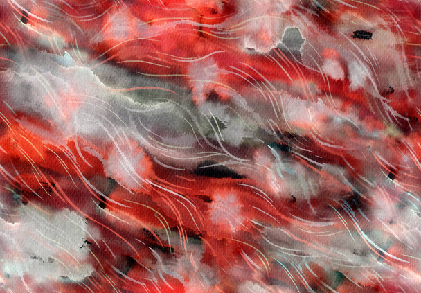 Getekende aquarel naadloze patroon met abstracte golven - Foto, afbeelding