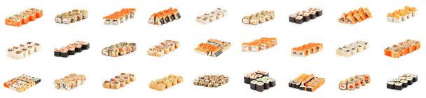 Sushi roll-Maki Suši sbírka s lososovým Roe, kouř - Fotografie, Obrázek