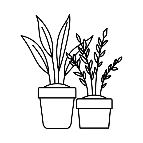 silueta domácí rostliny s ikonou izolované v květináči - Vektor, obrázek