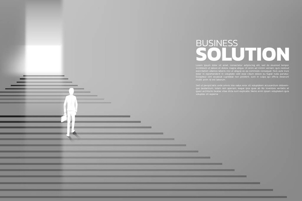 Silhouette d'homme d'affaires avec mallette monter sur l'escalier. Concept de personnes prêtes à relever le niveau de carrière et d'affaires
. - Vecteur, image