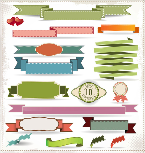 Set of retro ribbons and labels - Vector, Imagen