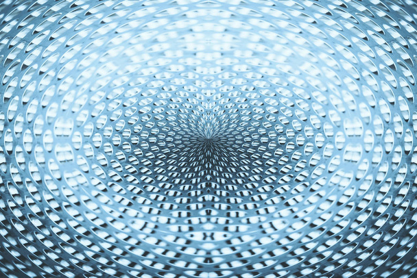 Сферическое искривление пространства. Фантастическое фоновое изображение червоточины голубого цвета в центре снимка
. - Фото, изображение