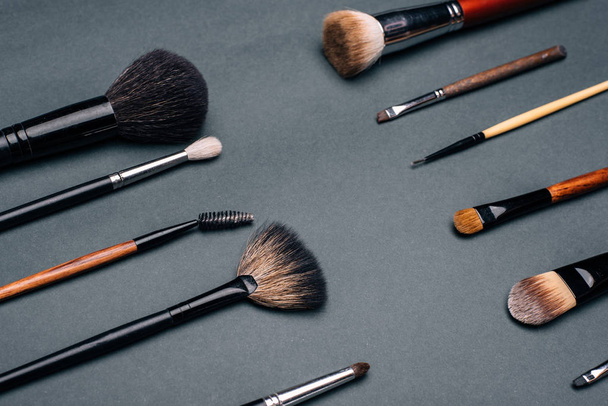 makeup brush set for eyes and face skin - Photo, image