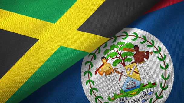 Giamaica e Belize due bandiere tessuto, tessitura del tessuto
  - Foto, immagini